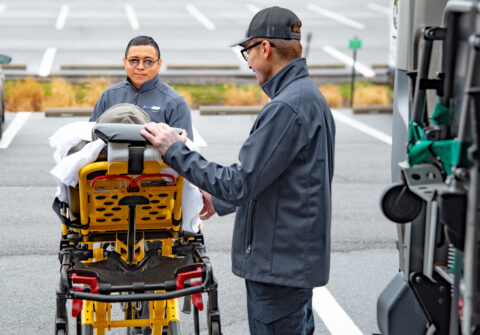 Easy Med team providing stretcher support